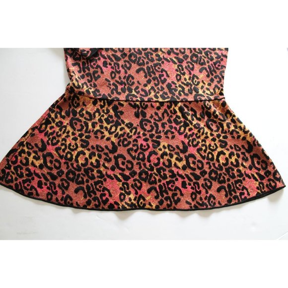 Missoni Metallic Leopard Jacquard Knit Peplum Top Animal Print Size 8 - Picture 6 of 9